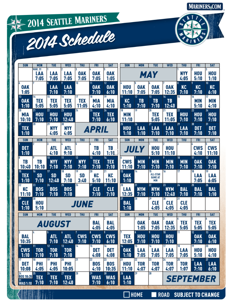 Mariners Schedule Duwamish TMA